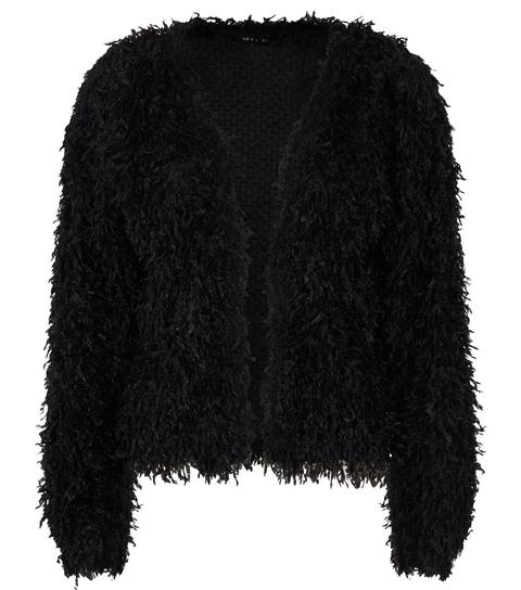 Black shaggy 2024 cardigan new look