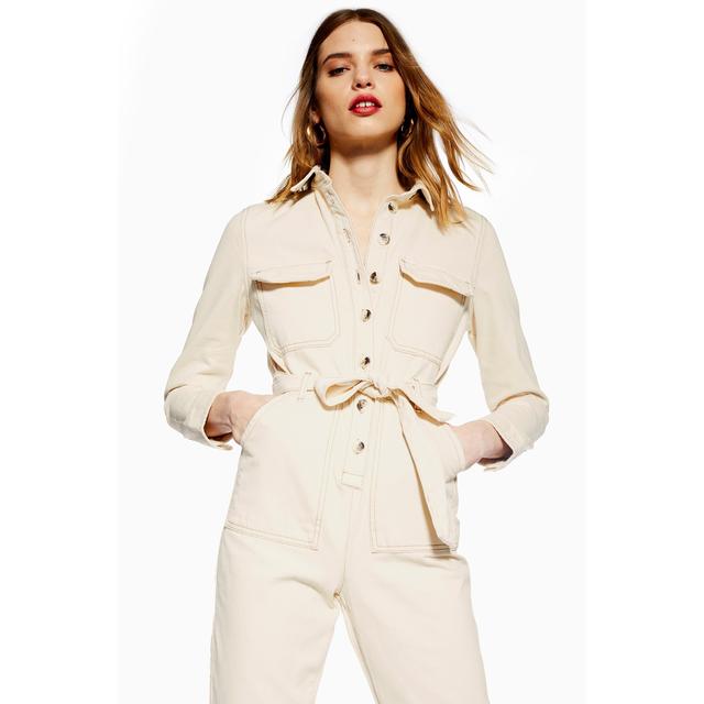 cream denim boiler suit