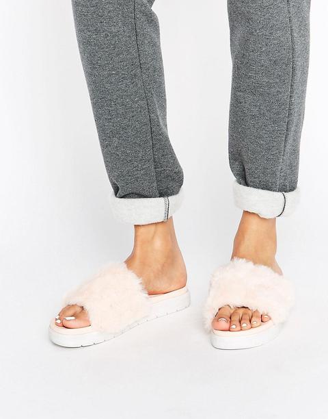 Asos - Fluffie - Slider Con Pelliccia Sintetica - Rosa