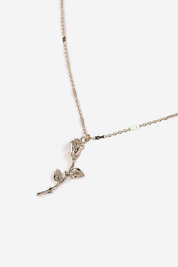Feingliedrige Halskette Mit Rose Und Gravur - Gold