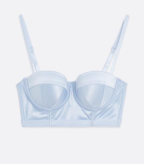 Pale Blue Satin Balconette Bra New Look