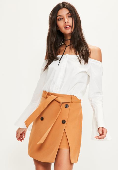 Tan Trench Belt Mini Skirt