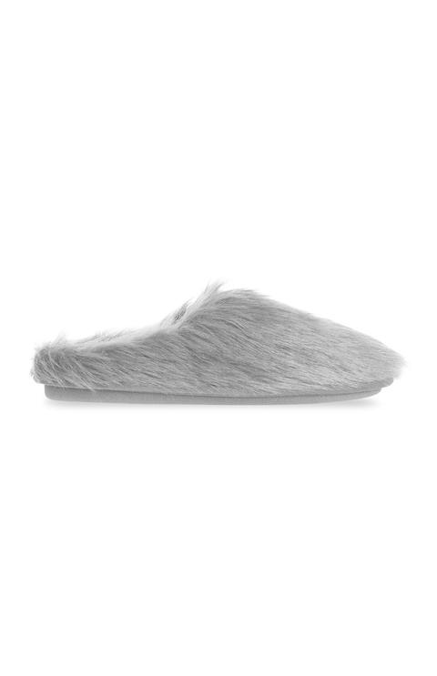 Grey Fluffy Slipper