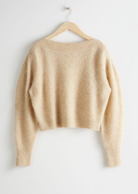 Wool Blend Boat Neck Sweater