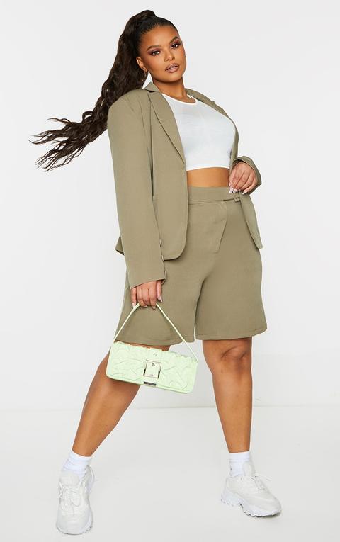 Plus Khaki Tie Front Blazer