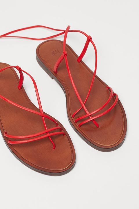 H & M - Leather Sandals - Red