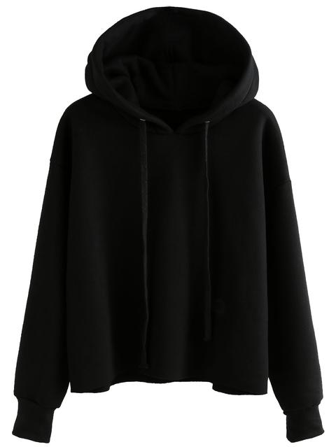 Black Drawstring Hooded Sweatshirt
