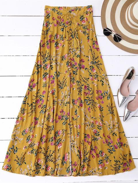 Floral High Slit Maxi Skirt
