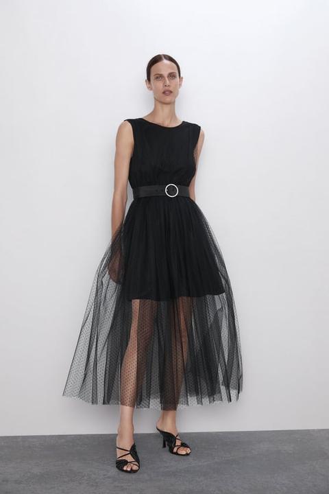 Tulle dot dress on sale zara