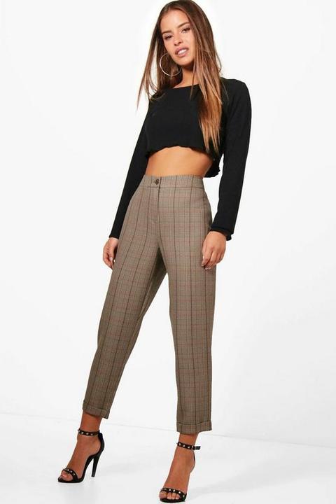 Petite Checked Tapered Trouser