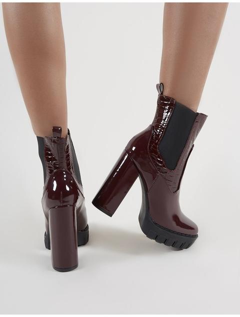 patent heeled chelsea boots