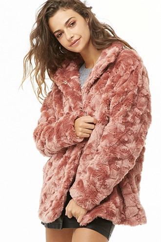 Forever 21 Faux Fur Coat Mauve