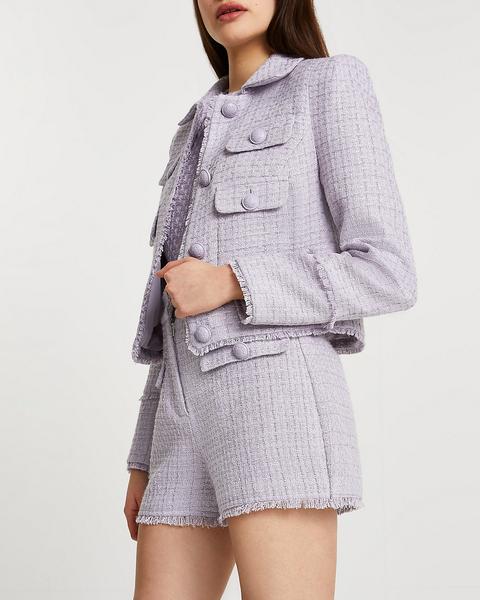 Purple Boucle Long Sleeve Jacket