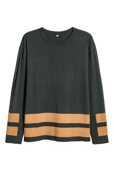 H & M - T-shirt Maniche Lunghe Stampa - Verde