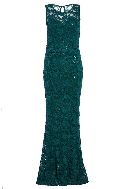 bottle green bardot ruched fishtail maxi dress