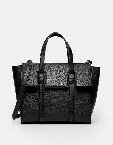 Borsa Tote Con Patta Nero