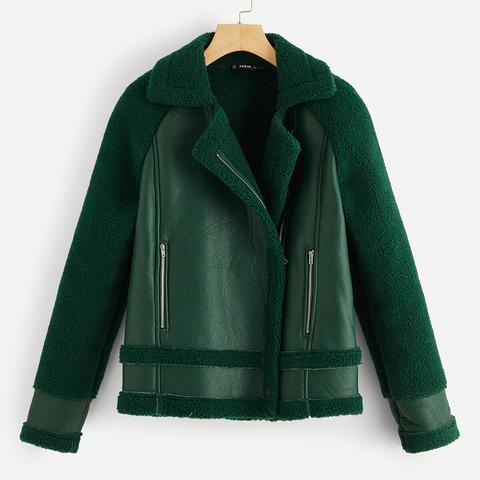 Giacca Zip Up Faux Shearling