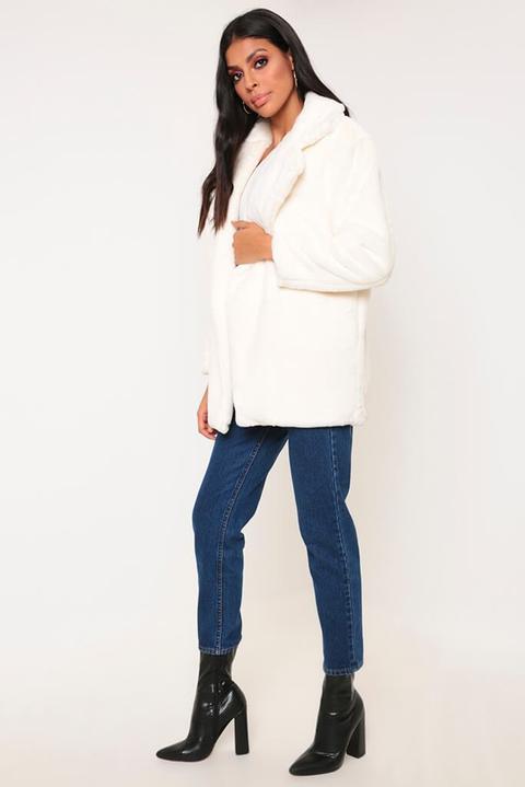 Cream Longline Super Soft Faux Fur Coat