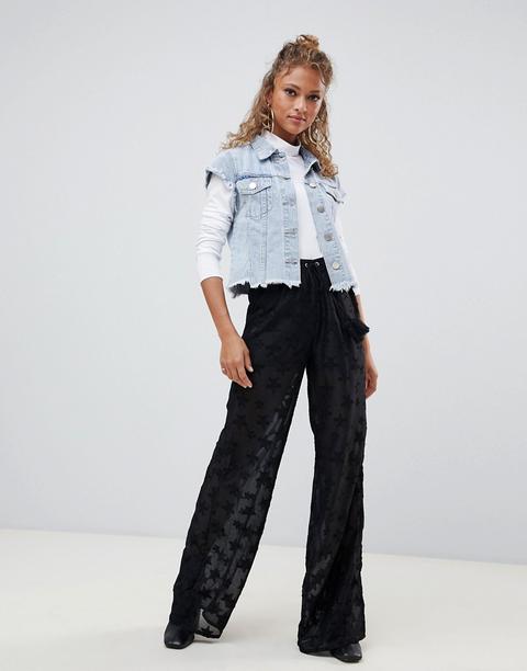 Glamorous Wide Leg Trousers With Star Print