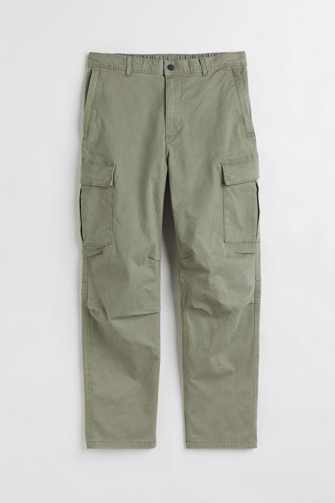 Regular Fit Twill Cargo Trousers - Green