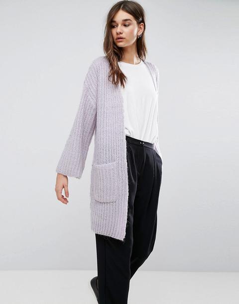 Gestuz - Veda - Cardigan Aperto In Misto Lana - Viola
