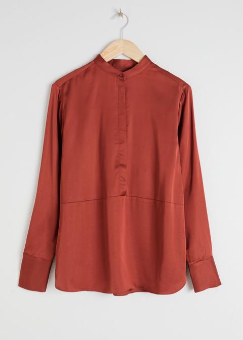 Button Up Satin Blouse