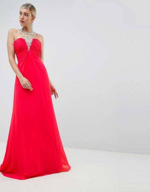 Jovani - Vestito Con Scollo Decorato - Rosso