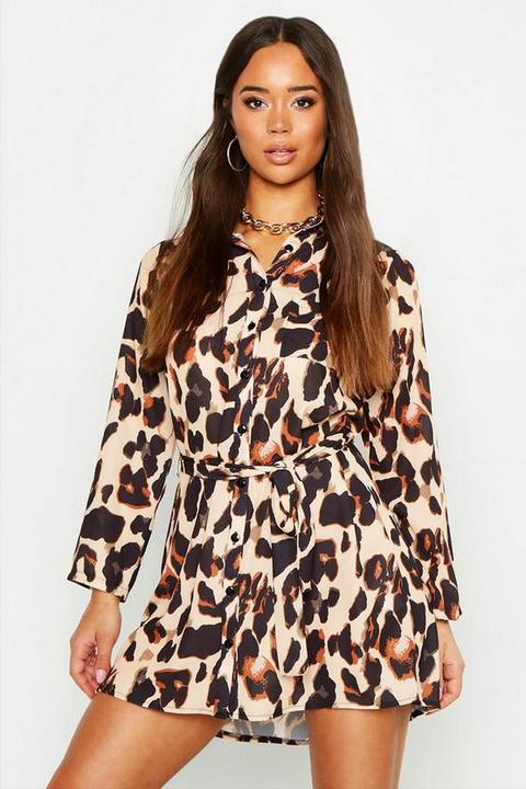 Leopard Woven Shirt Dress