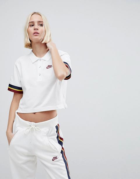 Nike - Polo Bianca Con Bordi Rétro - Bianco
