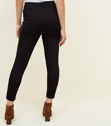 Petite Schwarze High Waist Skinny Jeans Mit Zerrissenen Knien From New Look On 21 Buttons