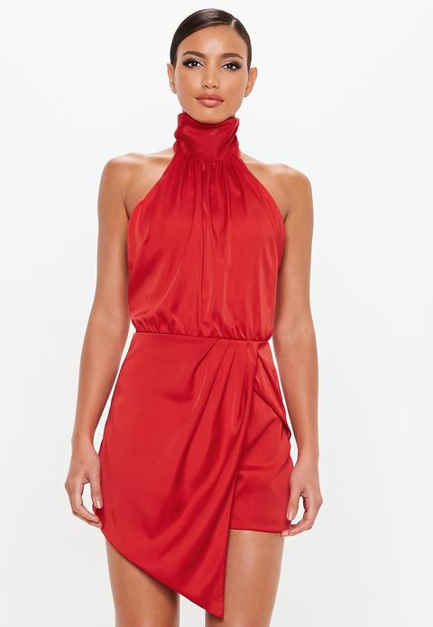 Red Wrap Satin Romper