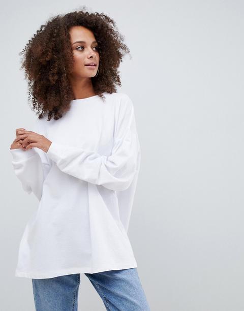 Asos Design - Felpa Leggera Bianca Taglio Ampio Oversize - Bianco