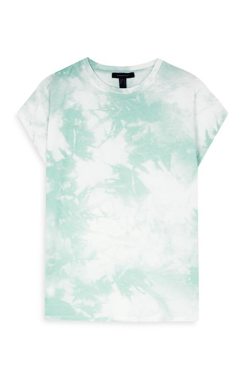 T-shirt Verde Effetto Tie Dye