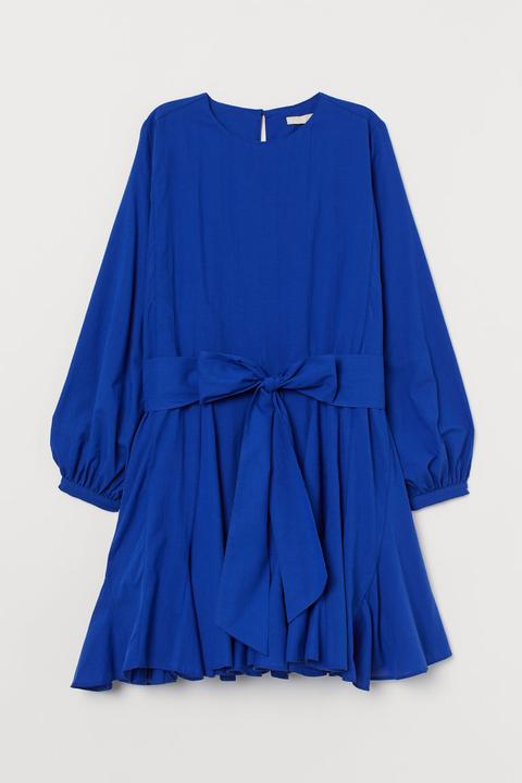 Vestido De Algodón Maxivolumen - Azul