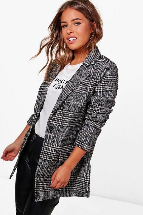 Petite - Manteau À Carreaux - Noir - 38, Noir