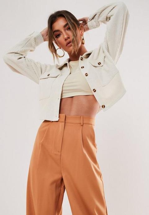 Premium Cream Jumbo Cord Crop Shirt, Cream