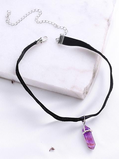 Purple Pendant Skinny Cord Choker
