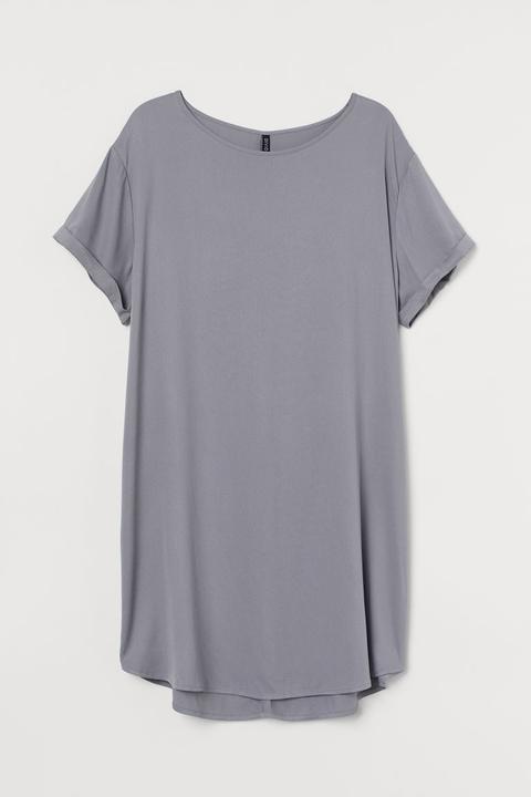H & M+ Vestido Camiseta Corto - Gris