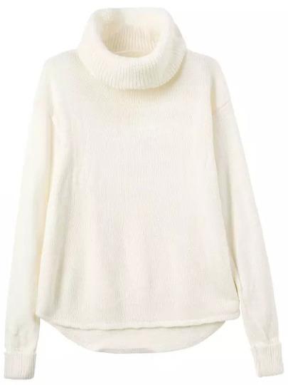 Maglione Con Collo Alto Bianco