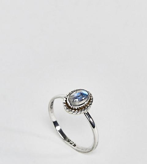 Reclaimed Vintage Inspired - Anello Con Pietra Lunare In Argento Sterling - Argento