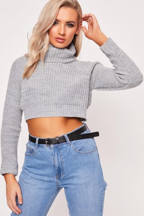 roll neck cropped jumper