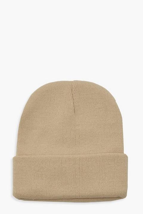 Womens Basic Beanie Hat - Beige - One Size, Beige