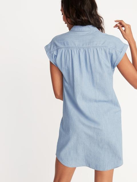 Chambray Cinch-Tie Plus-Size Shirt Dress | Old Navy