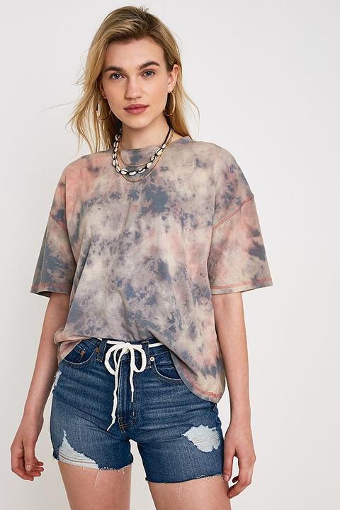 Uo Boston Oversized Washed Tie-dye T-shirt - Womens S
