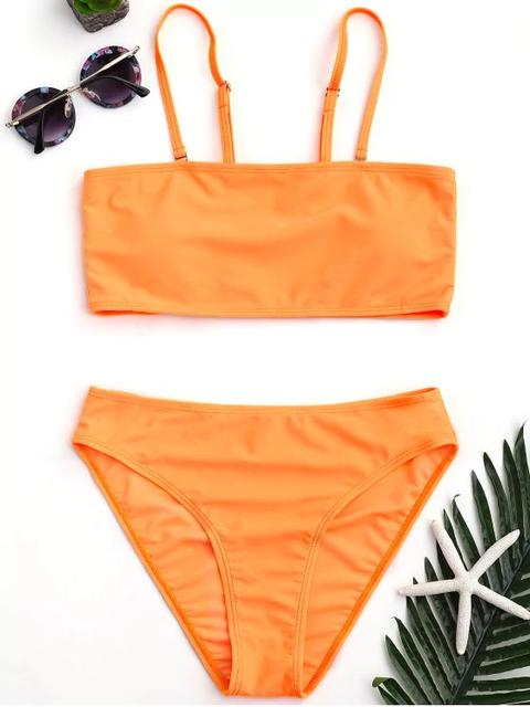 Conjunto De Bikini Con Adornos De Corte Alto Y Acolchado Yellow White Smashing Ginger Lake Blue Orange Black Red Pink Neon Green Olive Green