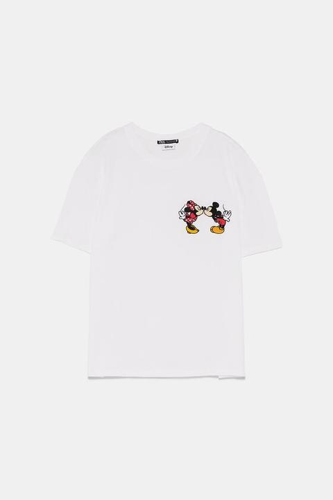 Camiseta Bordado Mickey Y Minnie Mouse ©disney