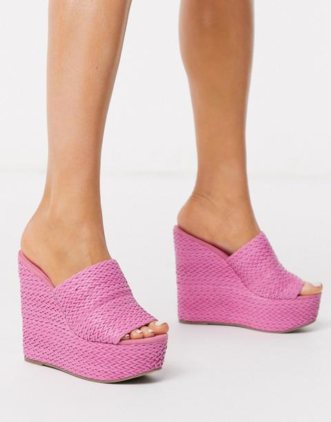 Asos Design Title Woven Wedge Mules In Pink