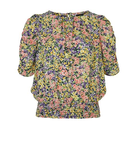 yellow floral blouse with sleeves