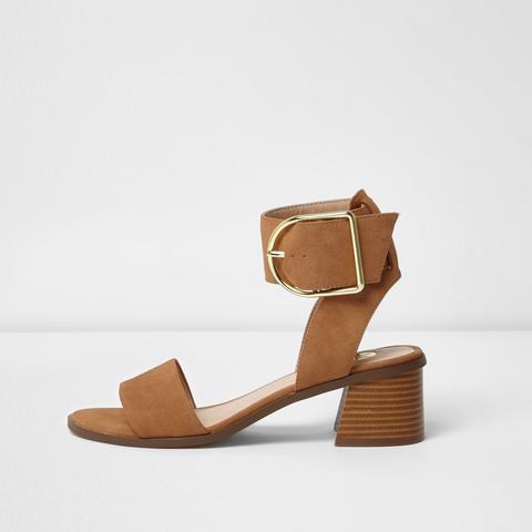 Brown Oversized Buckle Sandals