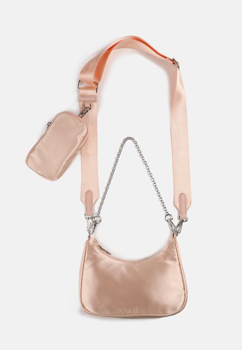 Champagne Sac Double Vieux Rose En Satin